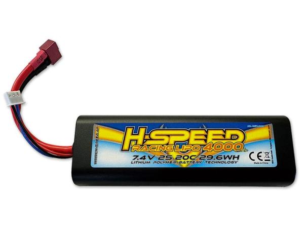 LIPO 4000MAH 7.4V 29.6WH RACING AKKU H-SPEED MIT T-STECKER (134X46X24MM)